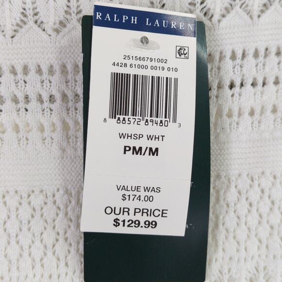 Lauren Ralph Lauren Dress Womens Petite M Cream Crochet Sleeveless Stretch New - Picture 3 of 10